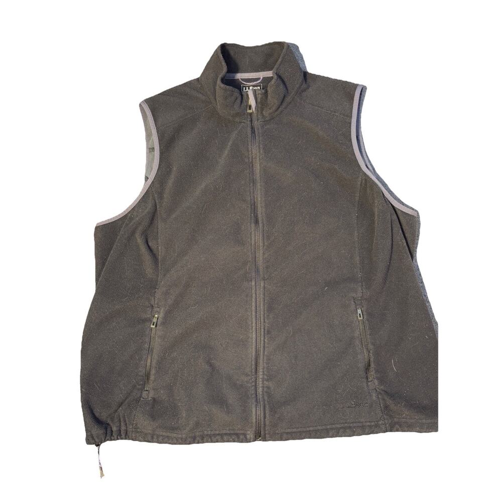 LL Bean Womens Black Fleece Zip Up Vest Sz 3X Gorpcore Outdoors Pockets